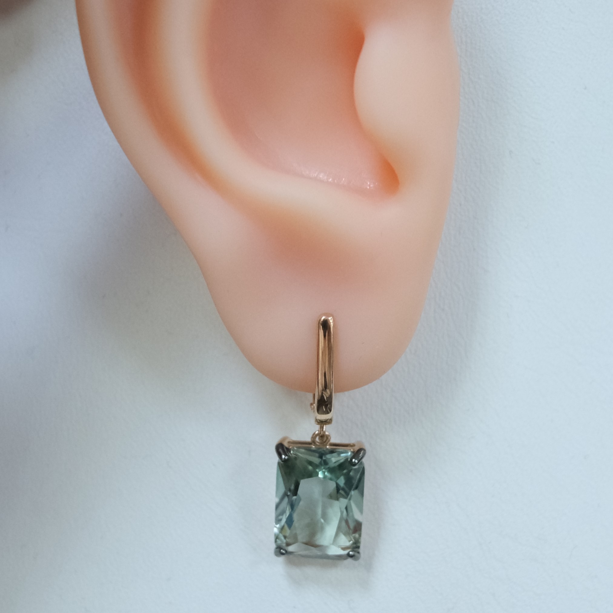 Серебряные серьги с празиолитами